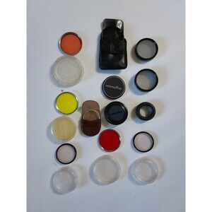 Lot of Vintage Camera Filters With Cases and Adapter Rings